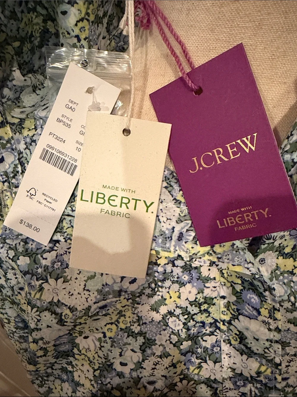 JCrew Liberty print Floral Button-Down Shirt in Blue and Green - size 10 - NWT